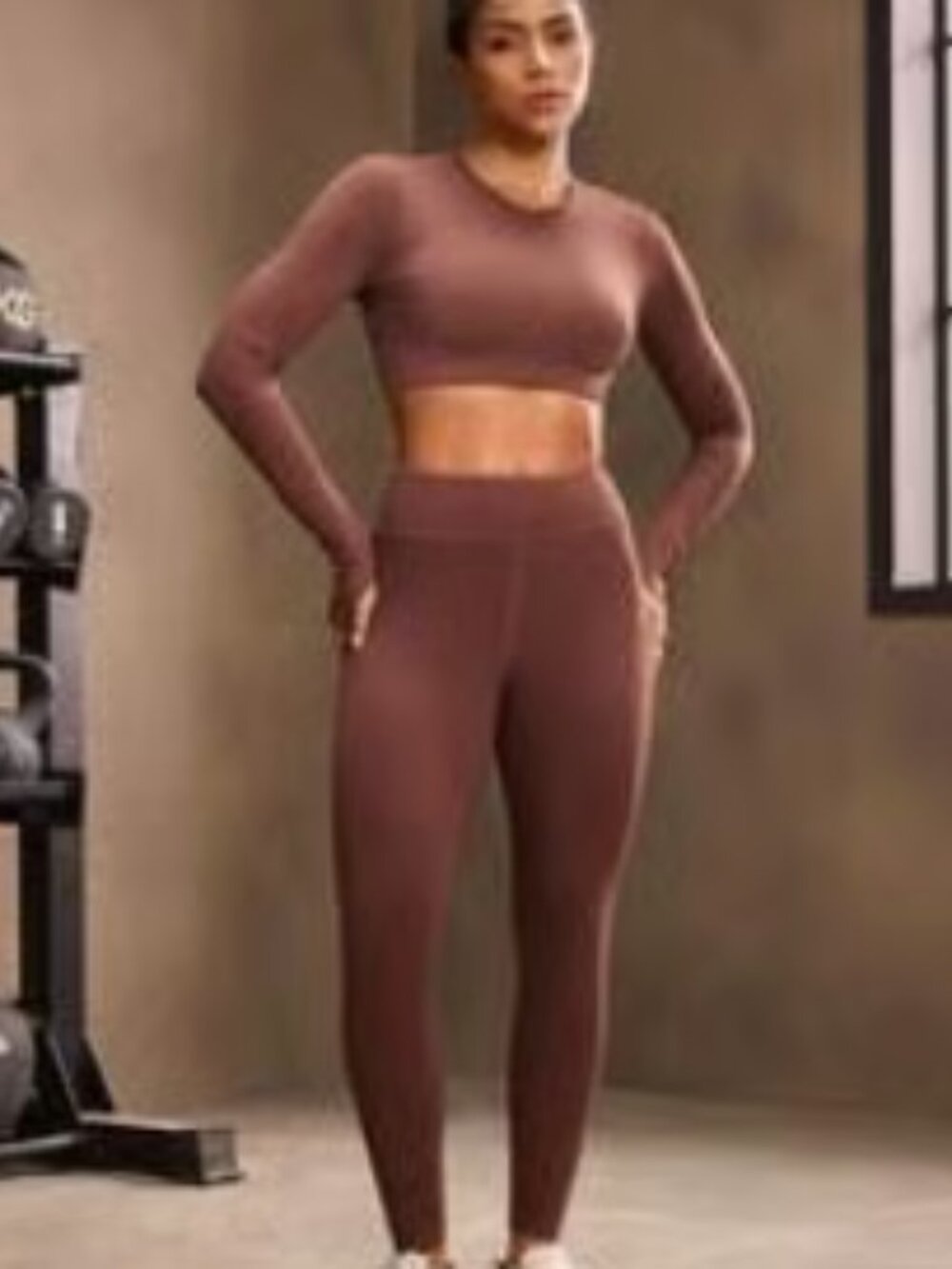 Leggings and Long Sleeve Crop Top Matching Set